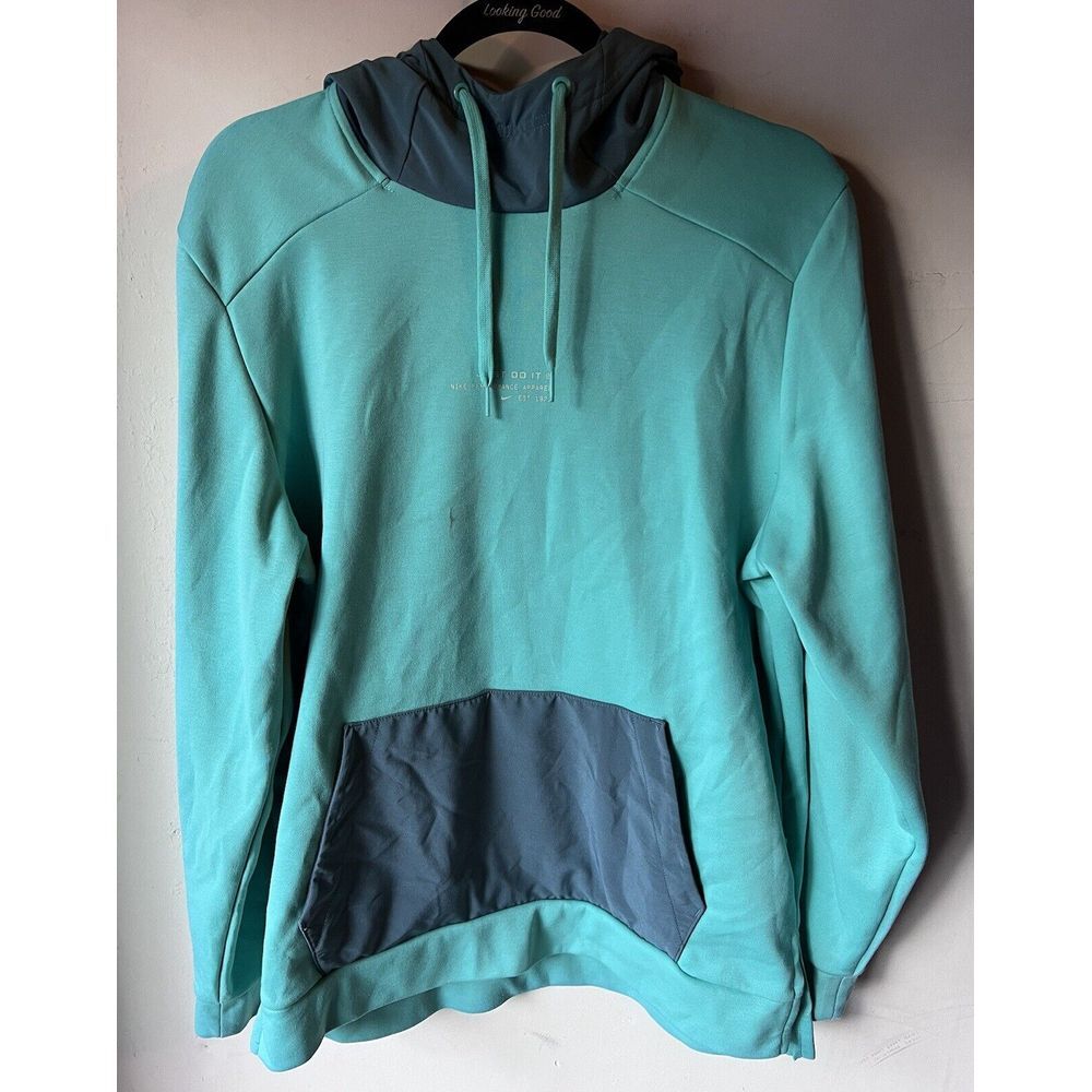 💚 NWT Men's Nike Dri-Fit  Pull Over Hoodie Sweatshirt Blue Mens‎ Sz Medium
